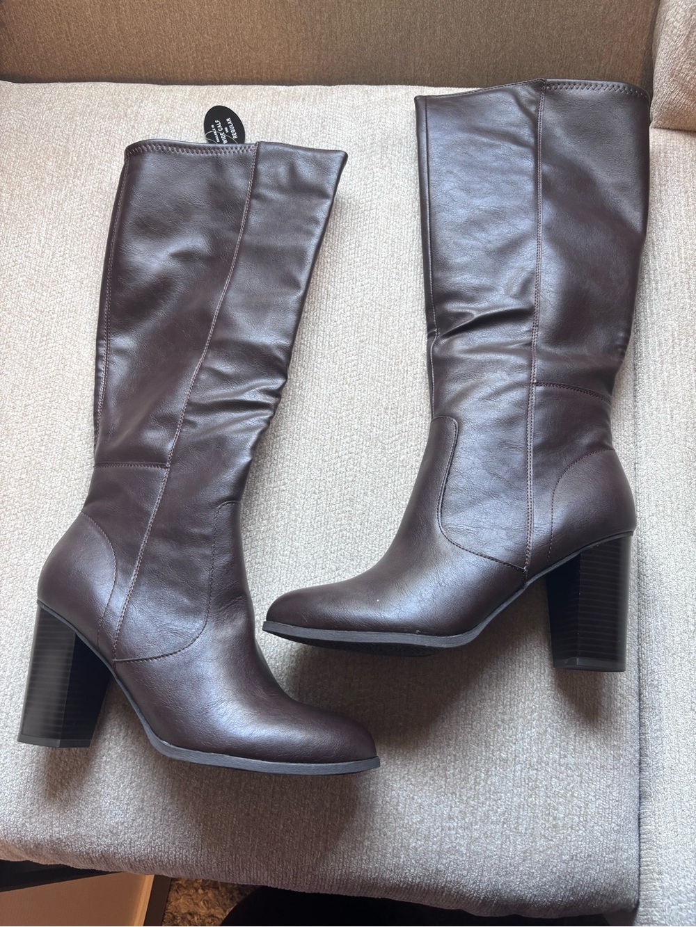 Women's Brown Mid-Calf Block Heel Boots